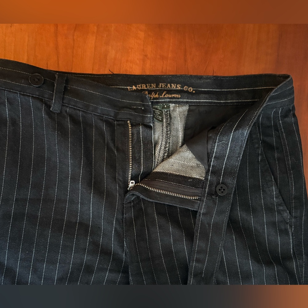 Ralph Lauren Vintage Black Pinstripe Cotton Trousers